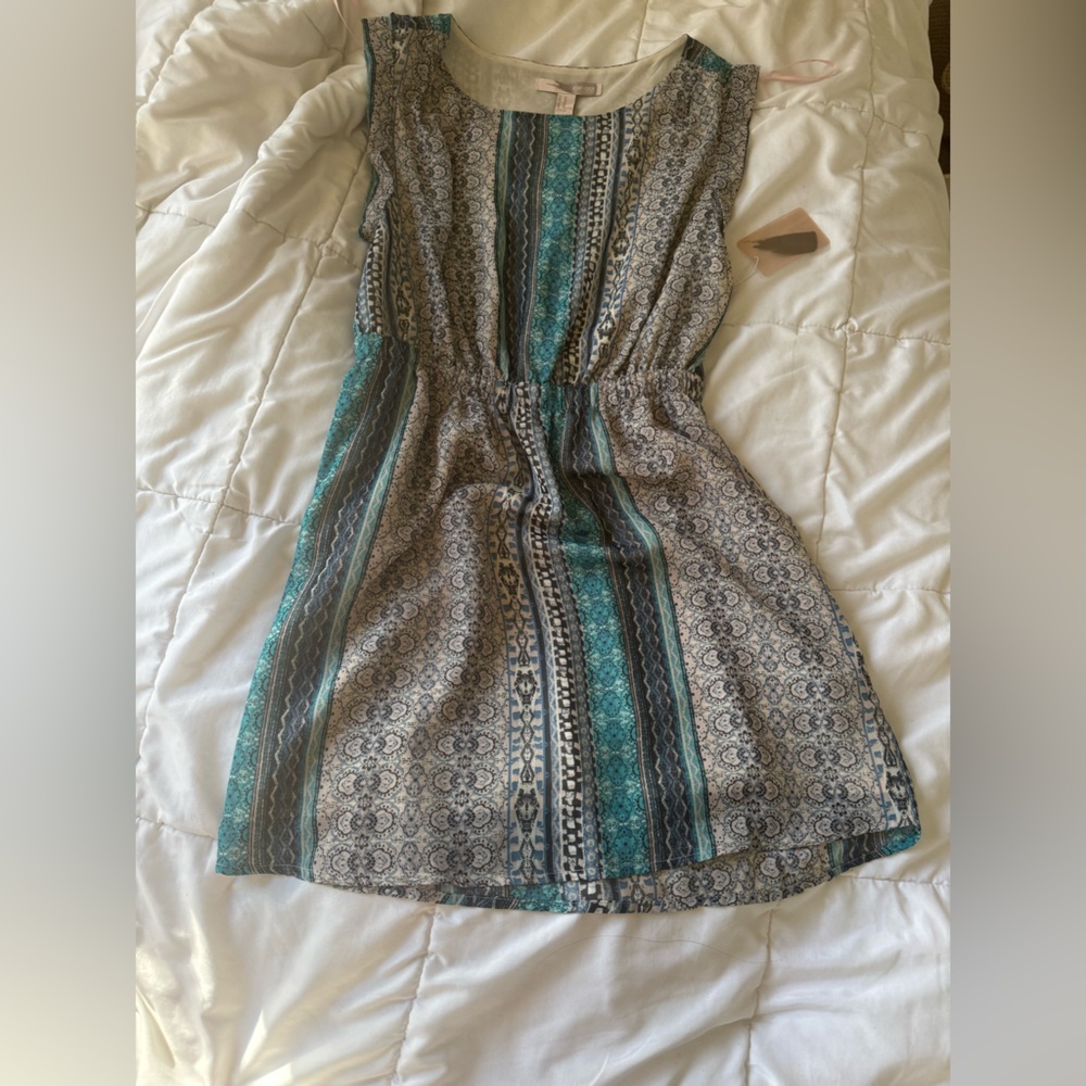 Forever 21 Teal and Black Patterned Dress